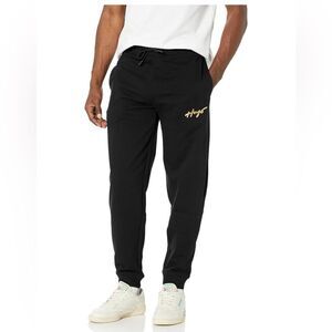 HUGO Men's Script Logo Cotton Blend Joggers Black NEW with Tag